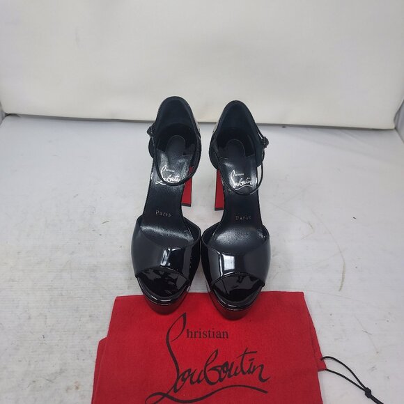 Christian Louboutin Black Sandaloo Patent Platform Sandal - Picture 6 of 11